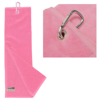 Athlete Tri-fold 100% Cotton Golfhanddoek, roze