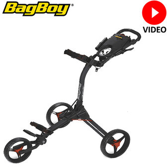 BagBoy Compact 3 Golftrolley, mat zwart/rood