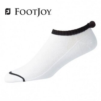 Footjoy ProDry Pompom Golfsokken 19534 Dames Wit Zwart