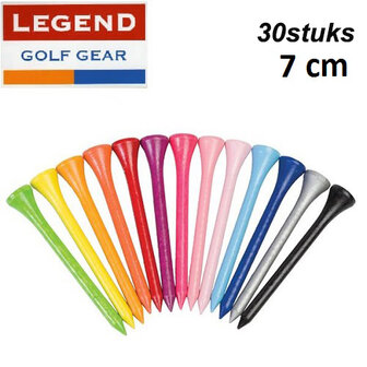 30 Houten Gekleurde Golf Tees 7 cm