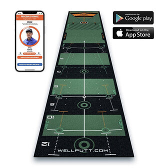 Wellputt Putting Mat Performance - 3m - Groen met app mogelijkheid
