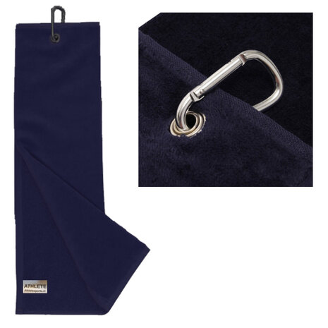 Athlete Tri-fold 100% Cotton Golfhanddoek, navy