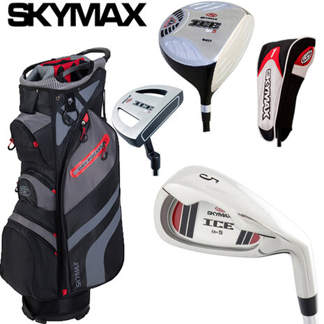 Skymax IX-5 Complete Golfset Heren Graphite met Cartbag Zwart/Rood