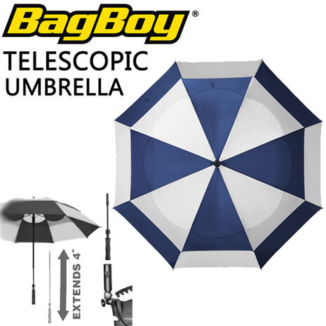 Bagboy Telescopic Umbrella, navy/wit