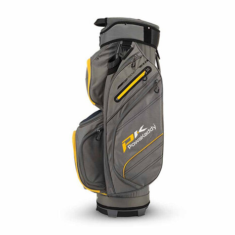 PowaKaddy DLX - Lite Edition Cartbag, grijs/geel zijkant