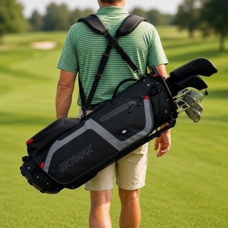 Skymax IX-5 Complete Golfset Heren Staal met Standbag, zwart/Rood