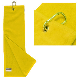 Athlete Tri-fold 100% Cotton Golfhanddoek, geel Athlete Tri-fold 100% Cotton Golfhanddoek, geel