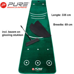 Pure2Improve Dual Grain Putting Mat met Bezem Pure2Improve Dual Grain Putting Mat met Bezem