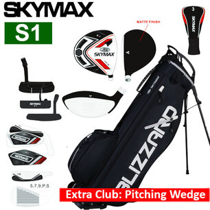 EXTRA LAGE PRIJS! Skymax S1 Halve Golfset Heren Staal met Standbag Zwart